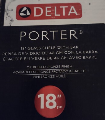 Delta Porter 18 in. Towel Bar with Glass Shelf in Oil Rubbed Bronze - Brand New