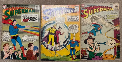 Vintage Lot of 3 DC Silver Age Superman Comics # 96, 121, 125 Lower Grade