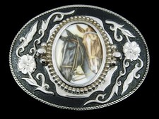 SF07158 NOS VINTAGE 1970s TWO HORSES ART WESTERN COWBOY BELT BUCKLE