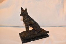 Bronze animalier chien de berger – A. Laplanche (1854-1935) – socle marbre