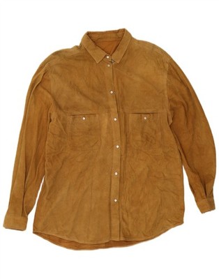 Maurizio Saturni Damen Oversized Wildleder Shirt IT 44 Medium Beige Leder BL03