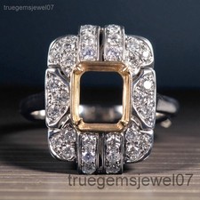 Antique Cushion Cut Semi Mount Wedding Ring 925 Sterling Silver Women Ring