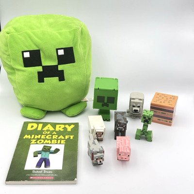 Minecraft Lot Plush Figures Zombie Book Jinx Blocks Creeper Pig Cow Wolf Sheep