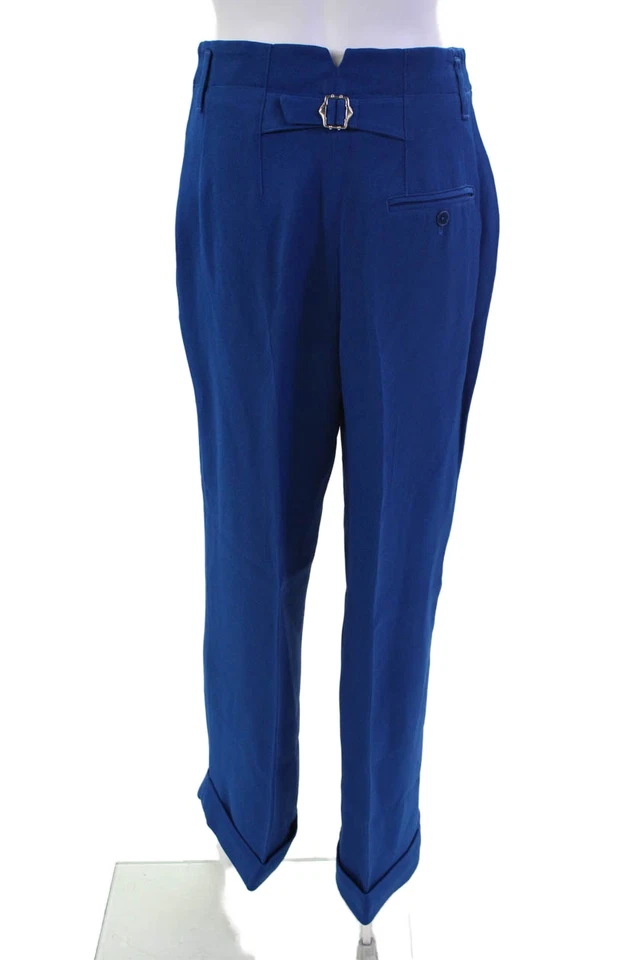 3.1 Phillip Lim 女式打褶 3 口袋高腰直筒裤蓝色 2 码 — 第 3/4 张图片