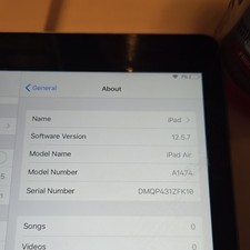 Apple iPad Air A1474 Gray 16GB Wi-Fi Bluetooth iOS Tablet Apple iPad Series