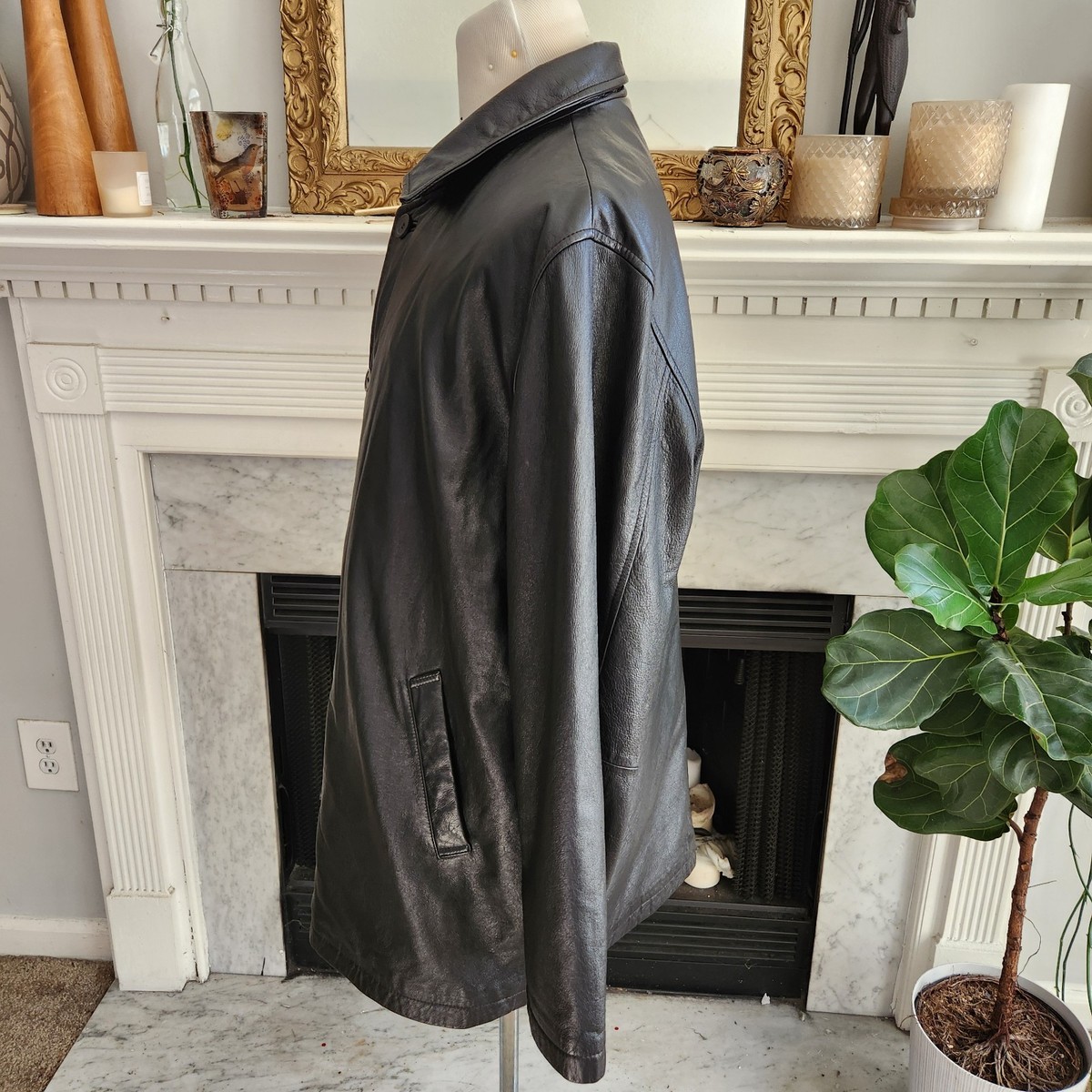Vtg 90s Wilsons M Julian Black Leather Jacket Y2K Goth Matrix
