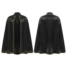 Unisex Halloween Knight Cape Shoulder Wrap Gold Trim Renaissance Viking Costume