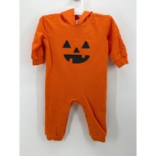 Cat Jack Baby 6-9M Orange Pumpkin Jack-O-Lantern Hooded Romper Jumpsuit