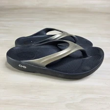 OOFOS OOlala Luxe Recovery Sandal Women’s Black/Latte Size 6