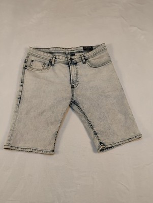 Buffalo David Bitton Evan-X Acid Wash Stretch Denim Shorts 5-Pocket 10'' Inseam
