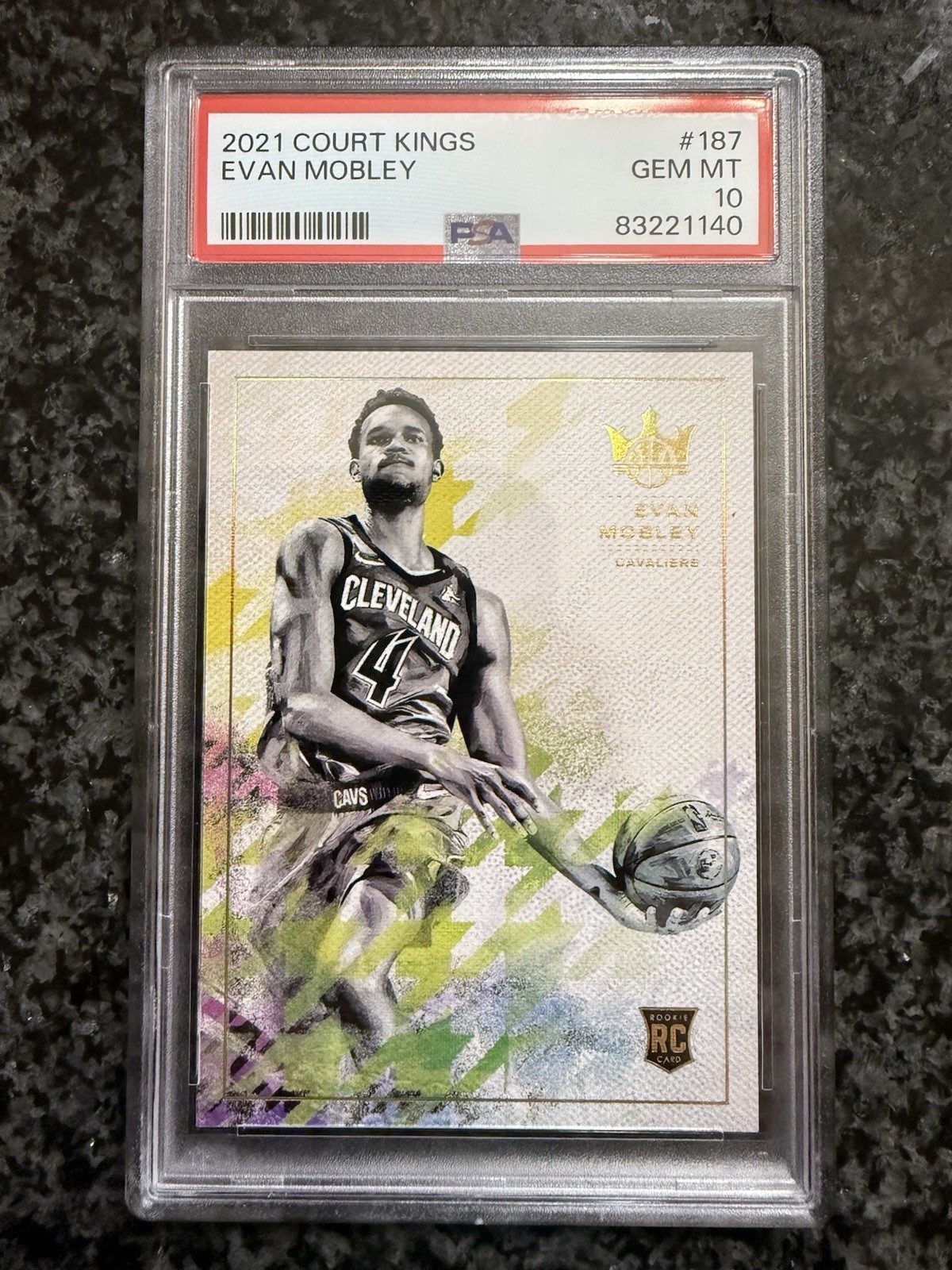 2021 Panini Court Kings Evan Mobley Level 4 IV Rookie RC SSP #187 PSA 10 POP 22