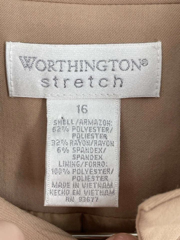 Pantalones Worthington elásticos para mujer talla 16 beige traje cremallera detalles elásticos Foto 2 de 4
