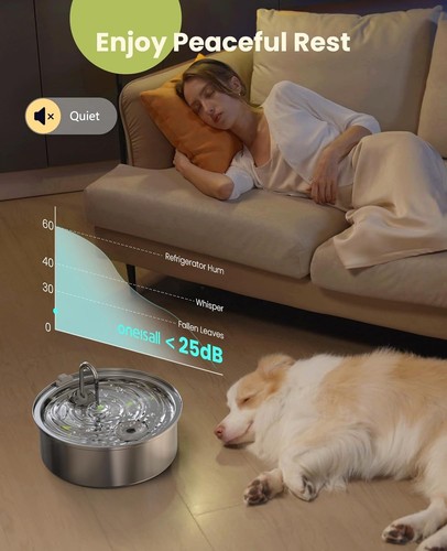 7L Silent Dog Water Fountain with Red Light Reminder - Perfect for Multi-Pets - Picture 6 of 10