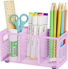 Mesh Pen Holder for Desk,Pencil Holder Desk Organizer 3 Adjustable Compartments,