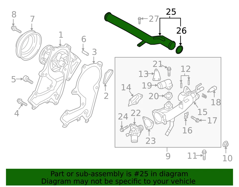 Tubo de entrada de agua genuino Hyundai 25460-3CAA0 Foto 2 de 2