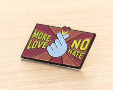 NEW More Love No Hate Heart Hand Finger Sign Lapel Pin Stop Asian Hate AAPI