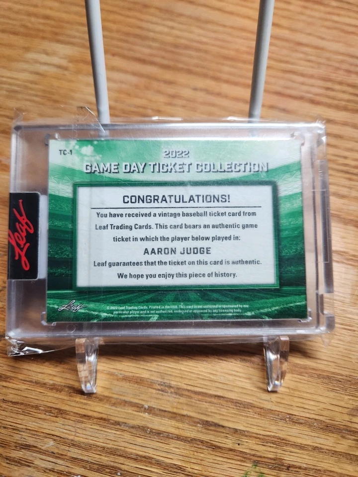 2022 Leaf Game Day Ticket  Aaron Judge New York Yankees Game Used ticket - Image 2 of 2