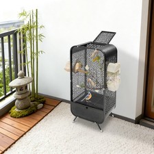 Wrought Iron Bird Cage Indoor Parrot Cages Bird Cage with Clear Door