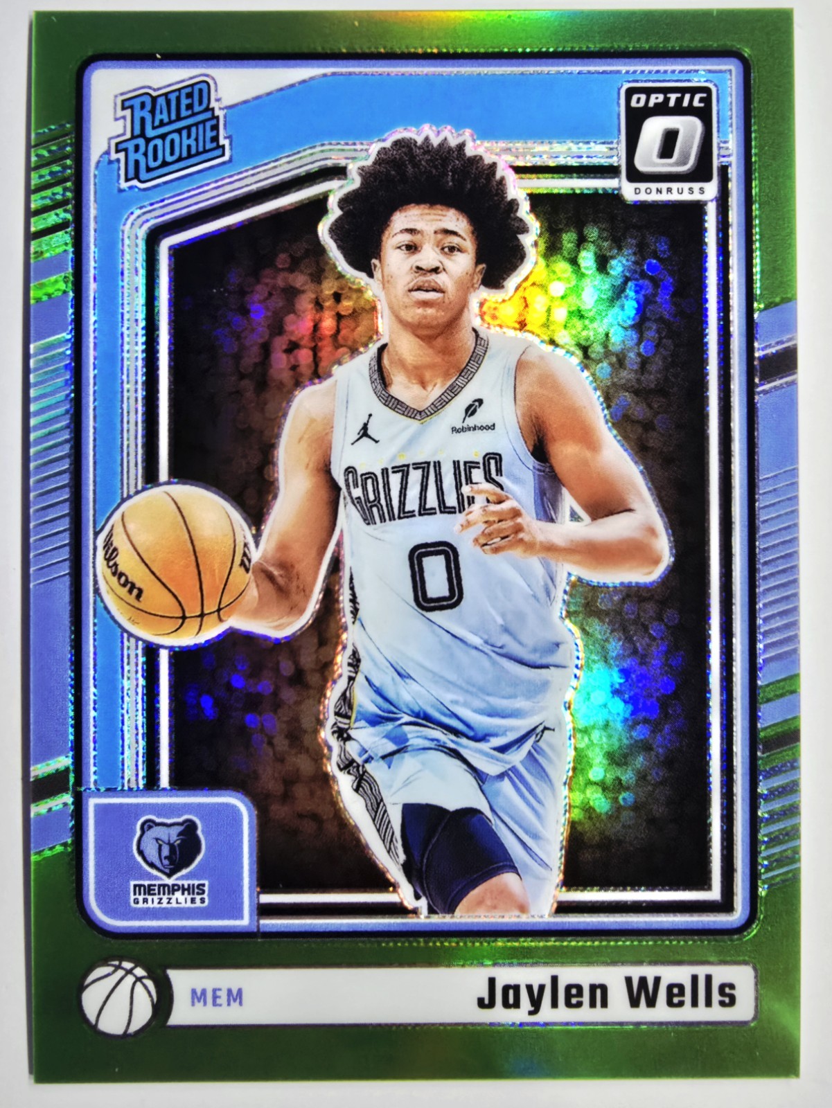 2024-25 Panini Donruss Optic Jaylen Wells #252 Rated Rookie Lime Green RC /149