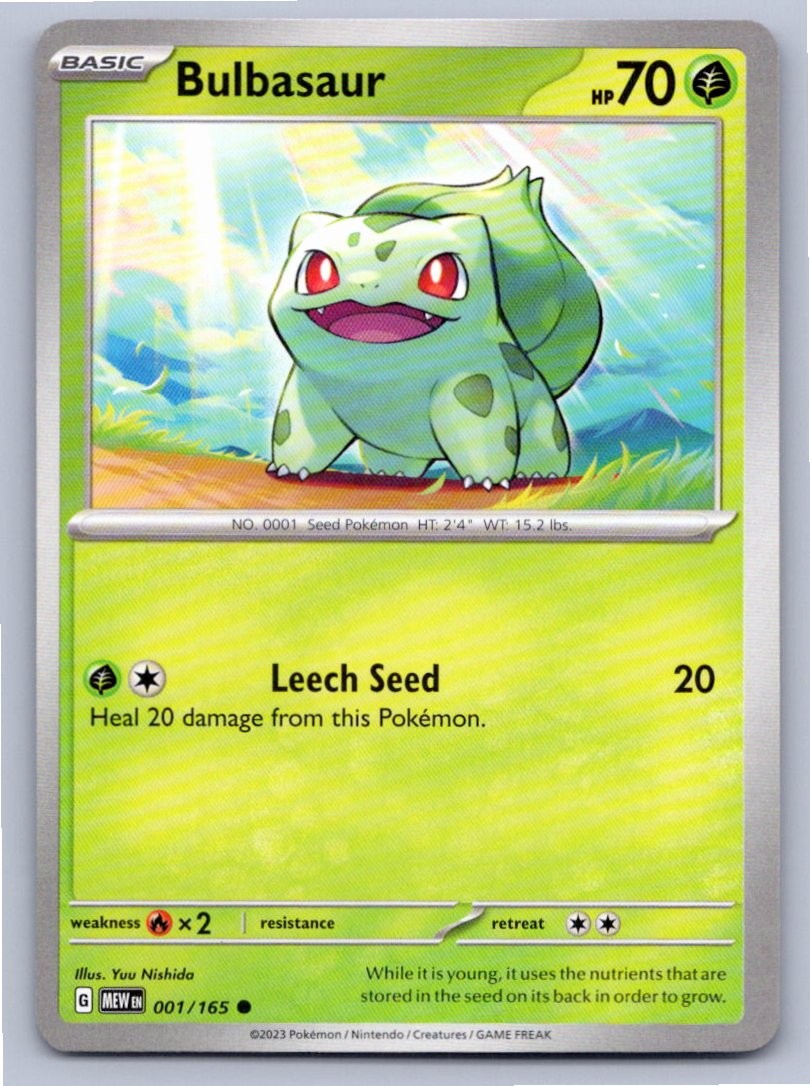 2023 POKEMON BULBASAUR 151 001/165 C NM A67995 FREE S&H