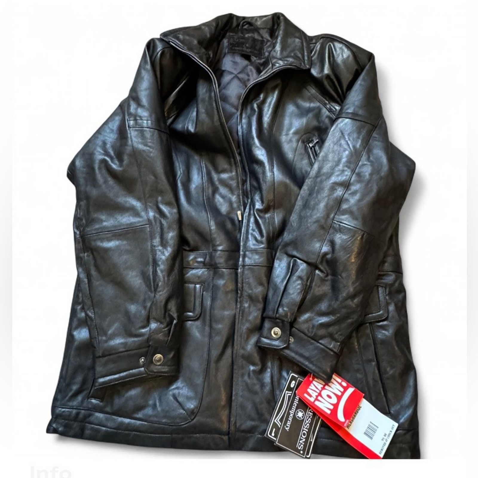 Vintage 1990 Contemporary Expressions Black Leather Bomber Jacket Men's Size L