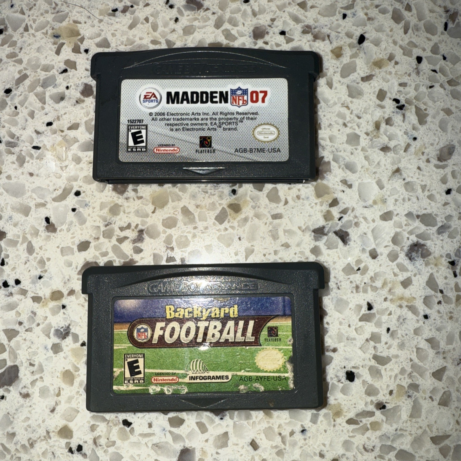Madden NFL 07 2006 & backyard football (Nintendo Game Boy Advance GBA) untested!