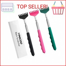 YIMICOO 3 Pack Extendable Back Scratcher, Stainless Steel Portable Telescoping B