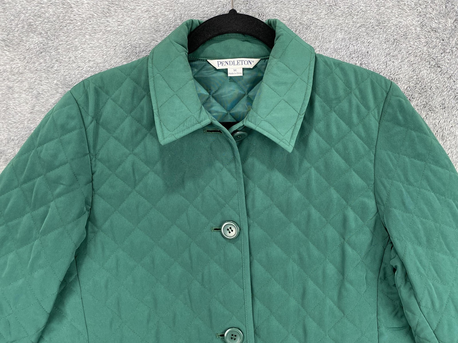 Pendleton Jacket Womens Medium Green Quilted Butt… - image 4