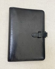 Vtg 90s Coach Black Leather Address Day Planner Agenda 6 Ring Binder Organizer