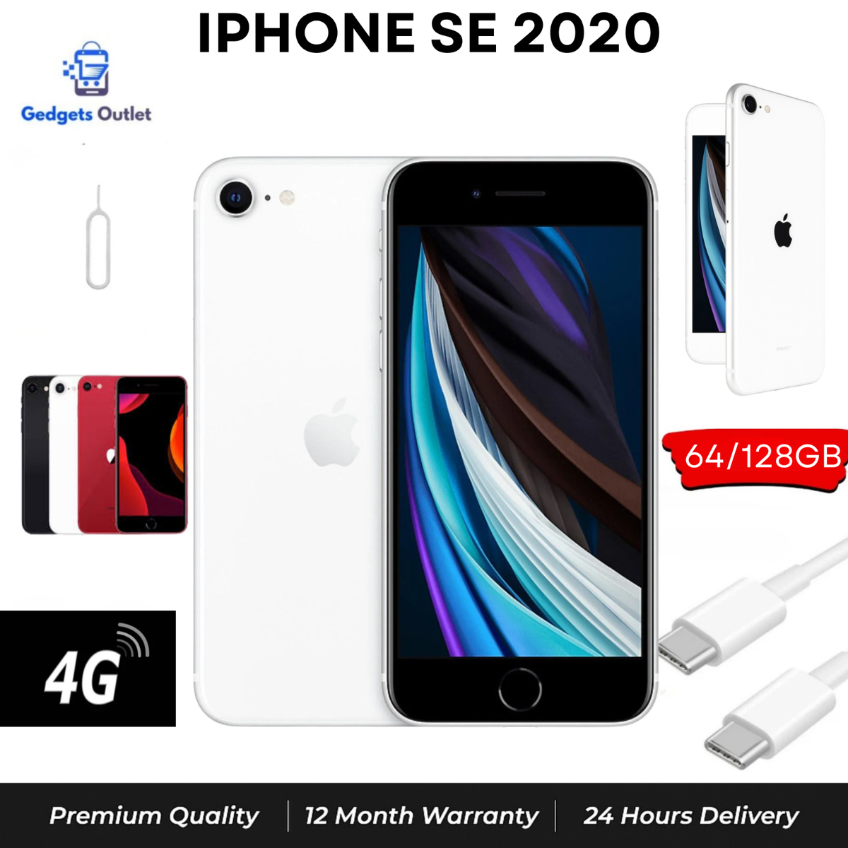 Apple iPhone SE 2nd Gen. - 128GB - White (Unlocked) A2296 (GSM