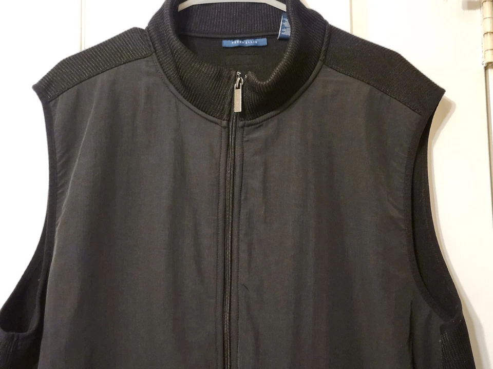 PERRY ELLIS MEN'S BLACK SWEATER ZIPPER VEST Size XLT  X-LARGE TALL - Image 2 of 4