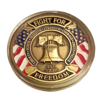 US - Fight for Freedom - Hold the Line - Liberty Bell 2'' Bronze Challenge Coin