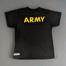 Army Shirt Mens Large Black Solid Crew Neck Outdoor Physical Fitness Uniform