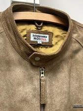Vintage Lambretta Modina Light Brown Suede Leather Bomber Jacket L