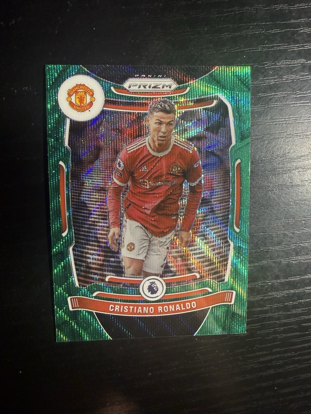 2021-22 Panini Prizm Premier League Cristiano Ronaldo #283 Green Wave Prizm view 3