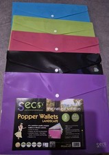 5 Pack Popper Wallet A4+ Document Folders Press Stud Close Card Holder Colours