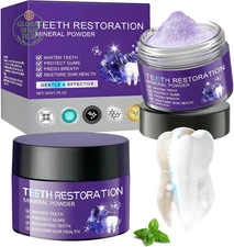 Teeth Restoration Mineral Powder, 2 Pcs Natural Mineral Tooth Powder with Hydrox
