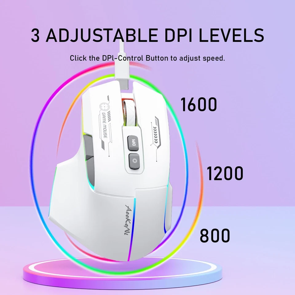 Wireless Gaming Mouse，Ergonomic Mouse with 5 Adjustable DPI up to 7200 7 Prog... - Image 4 of 4