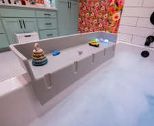 Bathtub Splash Guard Bath Shelf for Kids Toddler Bath Tray Toy Organizer