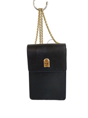 FURLA shoulder bag leather Black plain 1927 MINI CROSSBODY Used