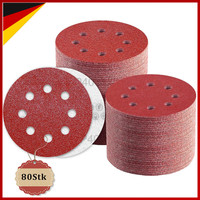 Schleifpapier 125Mm Klett 40 KöRnung 8 Loch Rund FüR Exzenterschleifer 80 StüCk