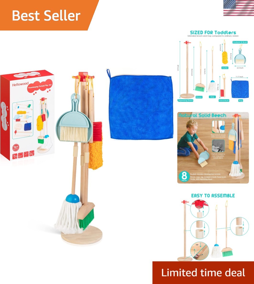 Imaginative Wooden Cleaning Set: 8-Piece Play Set for Young Helpers (3-6 yrs)