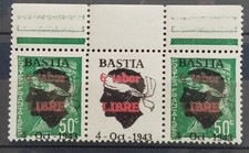 Timbre libération bastia corse triptyque cachet au dos neuf**