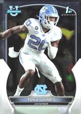 2022 Bowman University Chrome #75 Tony Grimes North Carolina Tar Heels