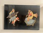 Vtg. Hand Painted Traditional Indian Kamala Dancers Folk Art Lacquer Panel 17x12 — photo 2