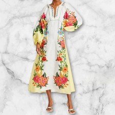 🌼 Farm Rio | Bloom Garden Floral Embroidered Maxi Dress | Multi | Size XS