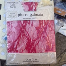Vintage Pierre Balmain Paris Designer Nottingham Lace Tights Rosso Red NOS