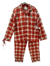 Disney Parks Mickey Pajamas Flannel Men  s M or L Embroidered Red Plaid Christmas