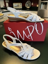 Impo Ravi White Stretch Strappy Wedge Sandal Women Size 8.5