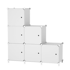 6-Cube Storage Unit with Doors, Modular Organizer for Bedroom & Home, White